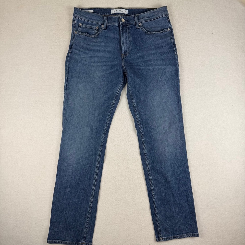 Calvin Klein Jeans Mens Straight Leg Blue Denim Medium Wash Stretch 32x32